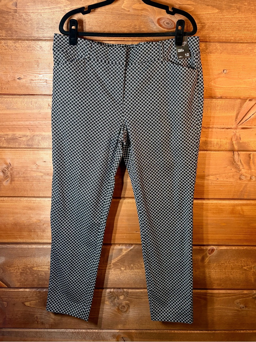New York & Company Black and White Geo Print Slim Leg Audrey Ankle Pant Size 12
